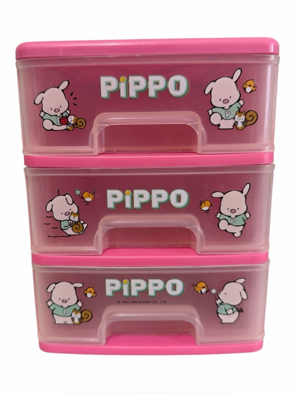 Vintage Sanrio Pippo Pig 3-Drawer Desk Organizer (1996)